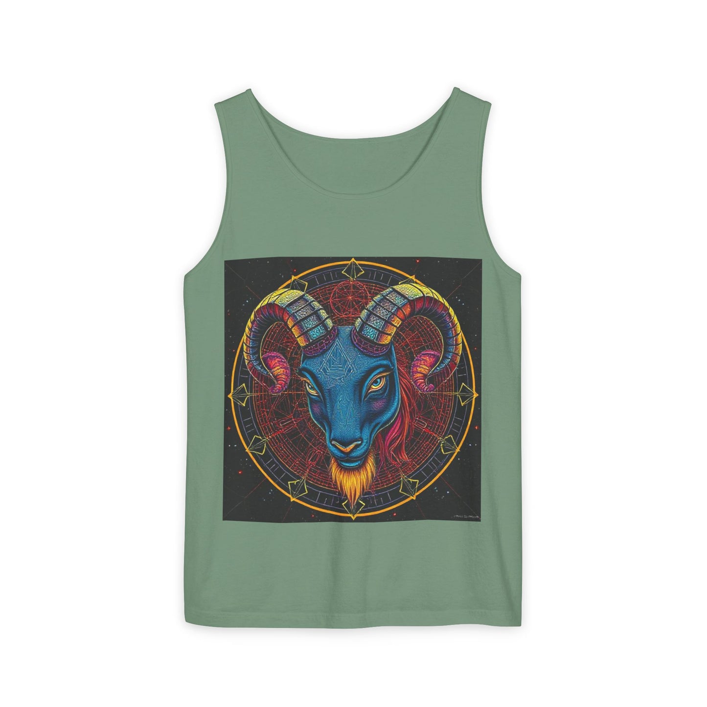 Unisex Garment-Dyed, Tank Top, Aries Design, Pop Art, 100% Ringspun US cotton