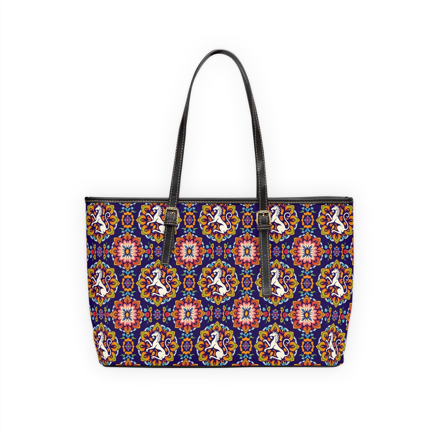 Leather Shoulder Bag, Virgo, Zodiac v2, Flower Pattern