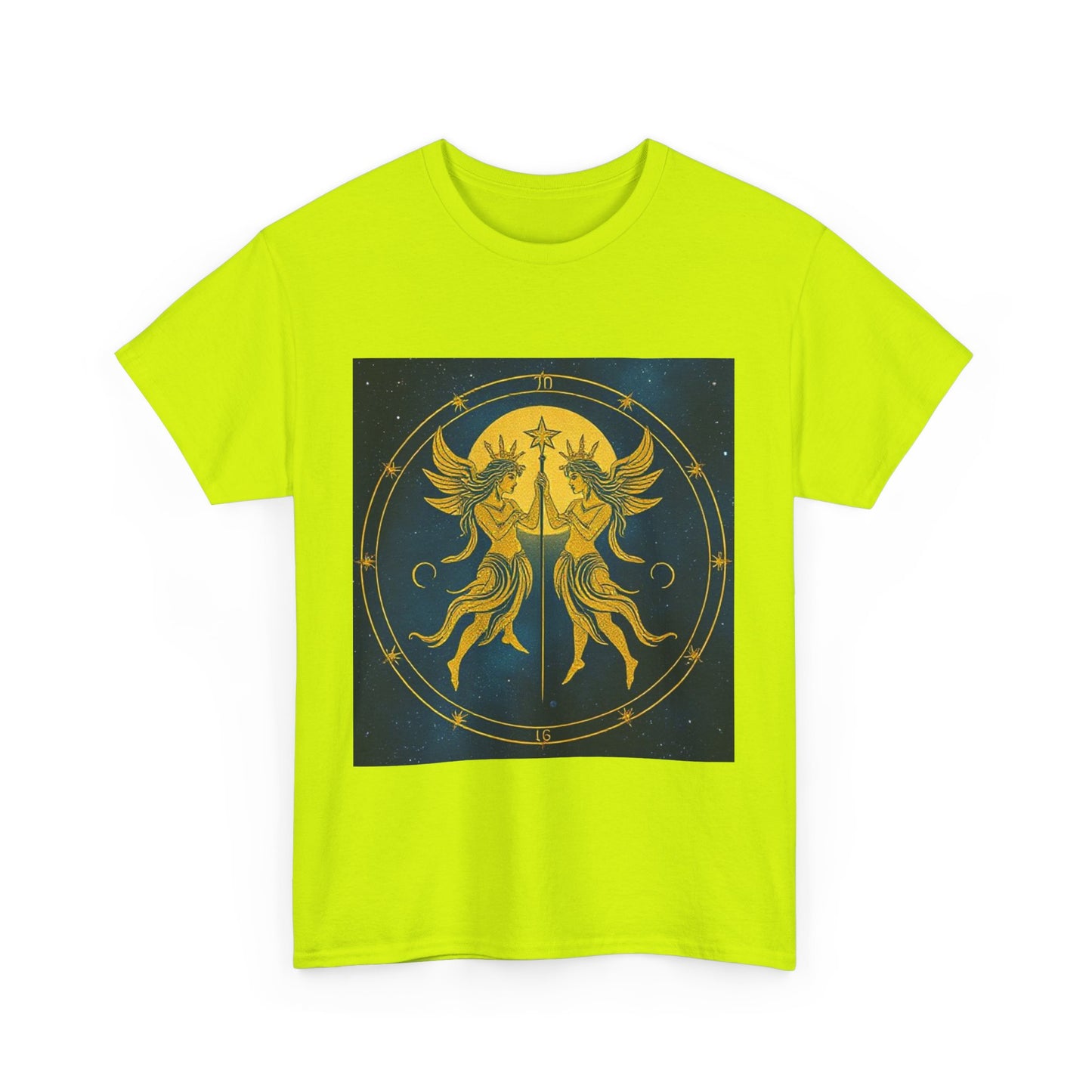 Unisex Heavy Cotton T-Shirt, Space Angel Twins v4, Gemini Zodiac Design
