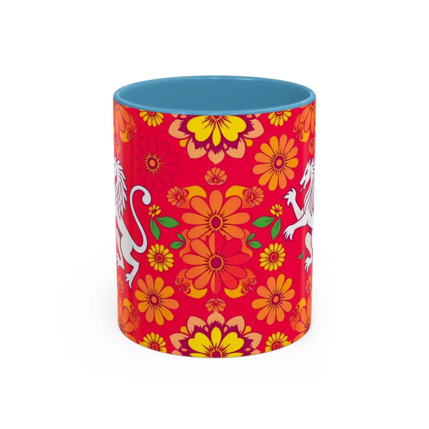 Accent Coffee Mug, Leo, Zodiac v4, Flower Pattern, (11, 15oz)