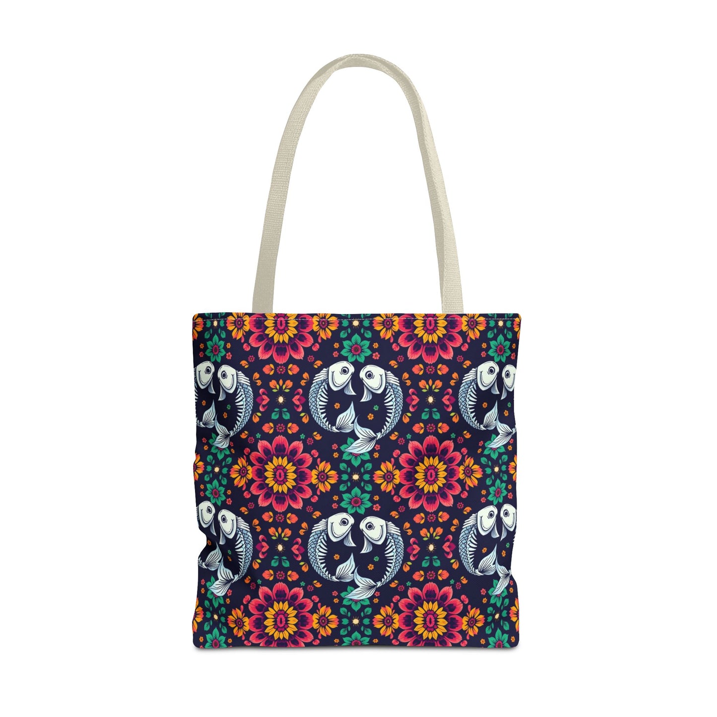 Tote Bag (AOP), Pisces, Zodiac v1, Flower Pattern