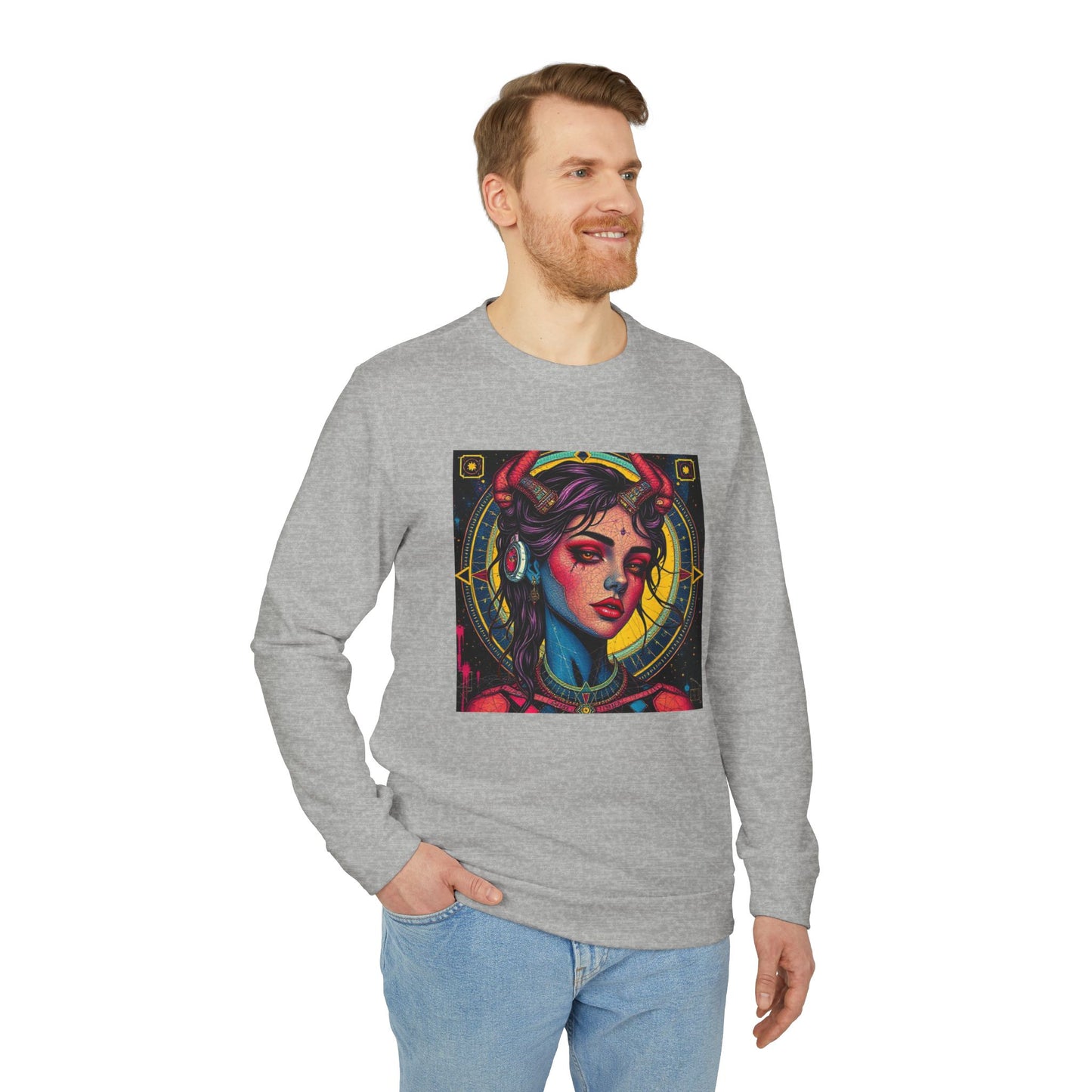 Adidas, Unisex Fleece Crewneck Sweatshirt, Scorpio, Pop Art v1, Zodiac