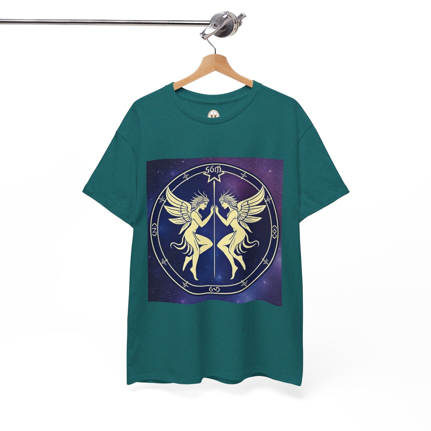 Unisex Heavy Cotton T-Shirt, Space Angel Twins v1, Gemini Zodiac Design