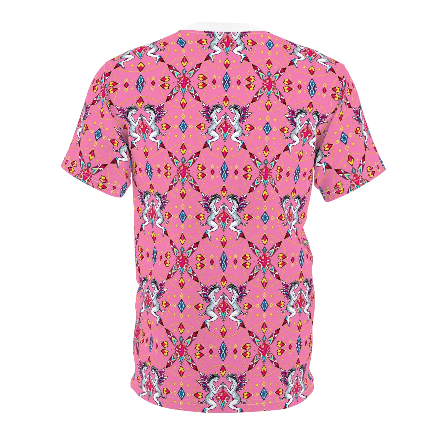 Unisex Cut & Sew T-Shirt, (AOP), Gemini, Zodiac, Jewels Pattern