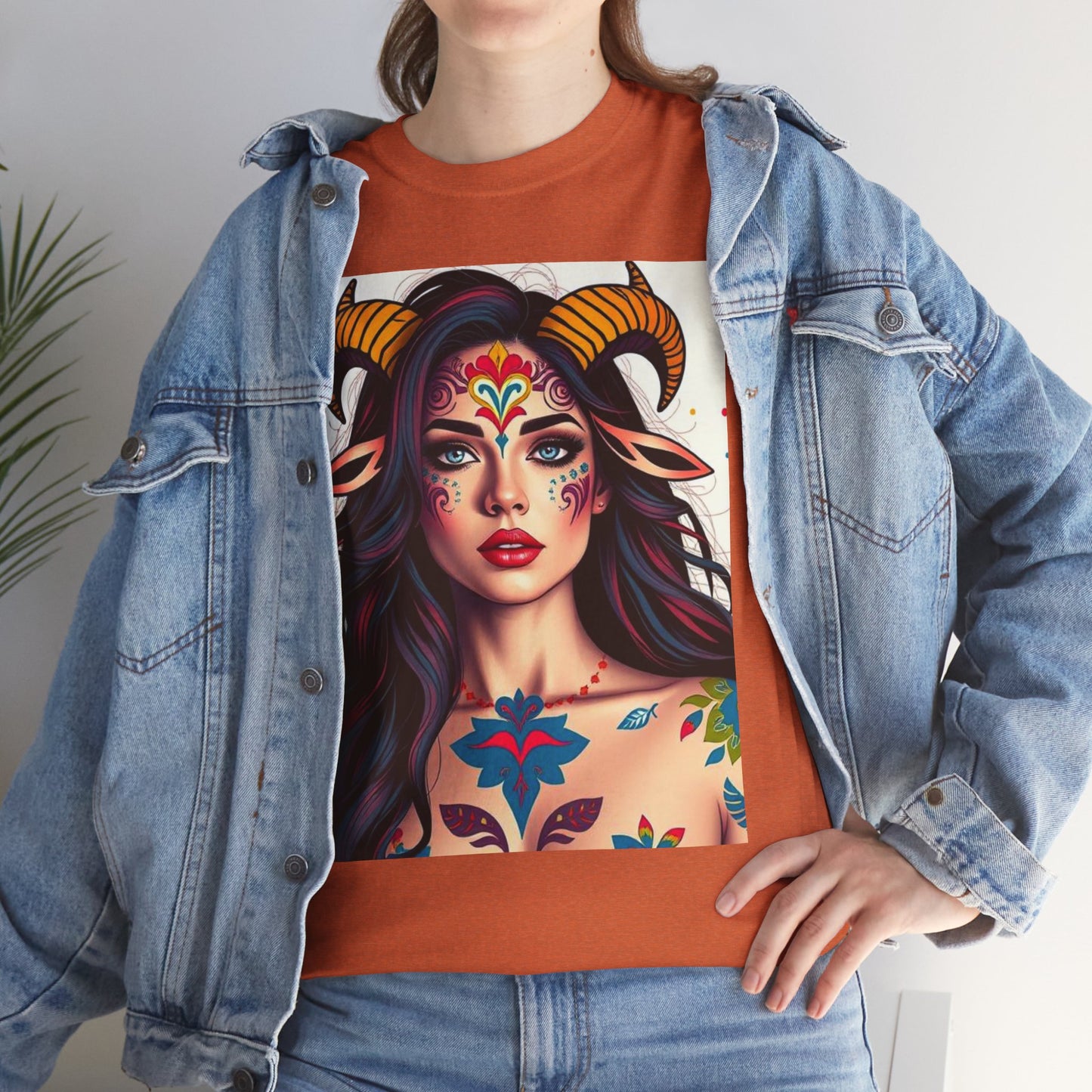 Unisex Heavy Cotton T-Shirt, Taurus, Zodiac v1, Sexy Art