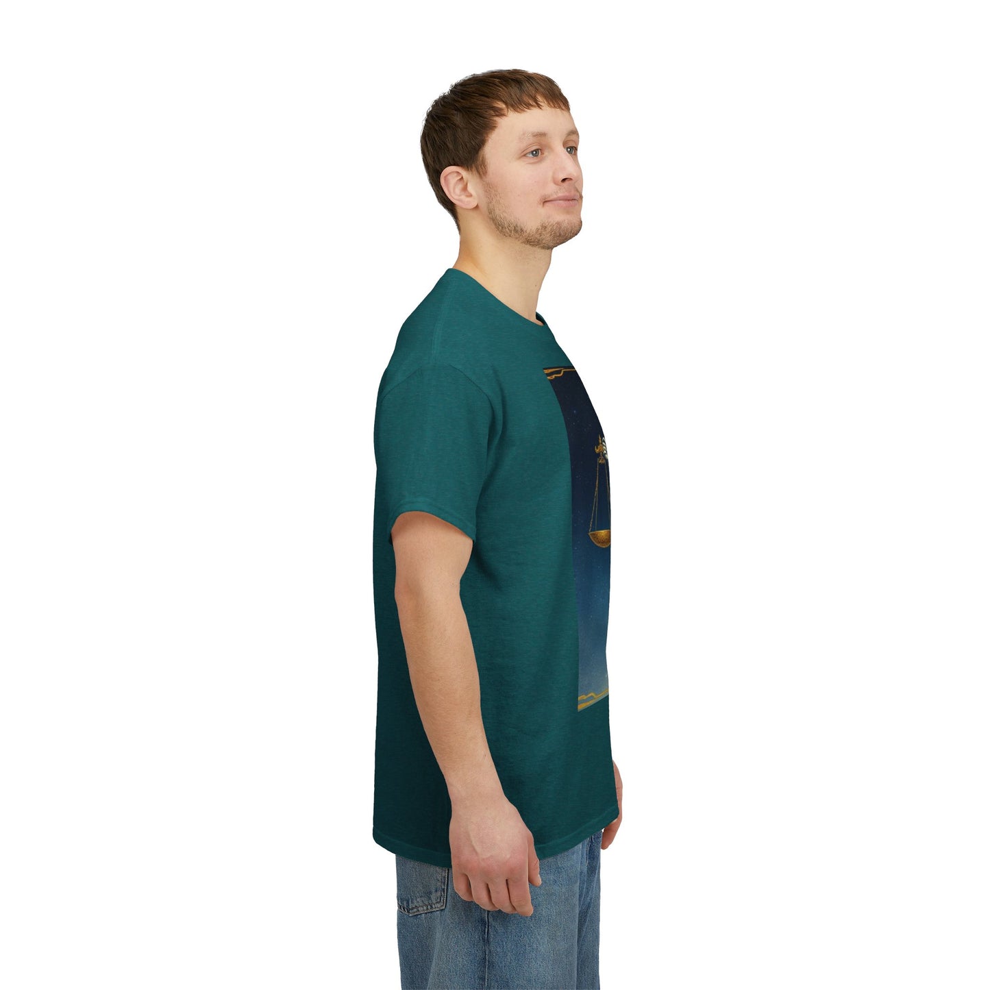 Unisex Heavy Cotton T-Shirt, Space, Libra God, Zodiac Design