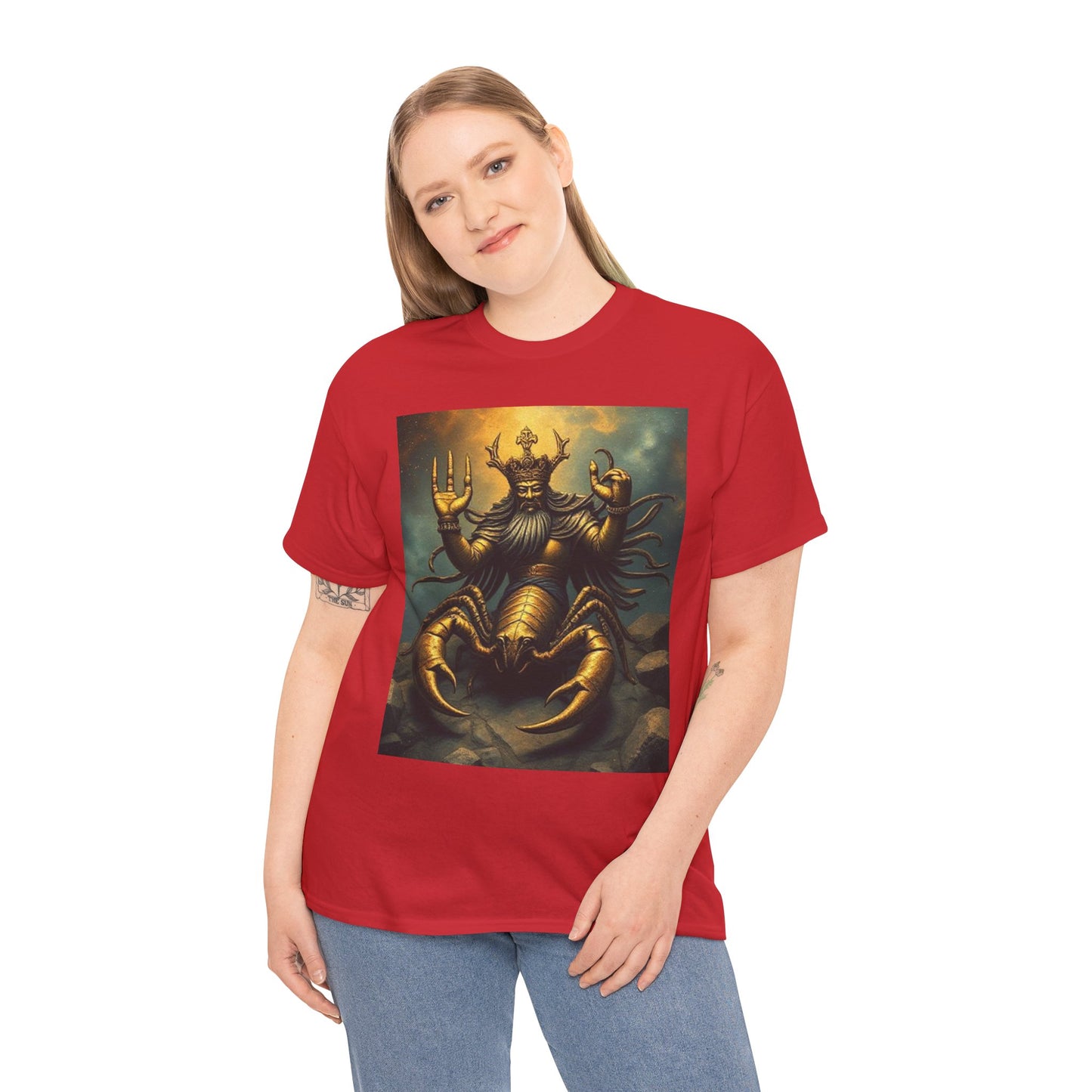 Unisex Heavy Cotton T-Shirt, Desert Scorpio King, Zodiac Design