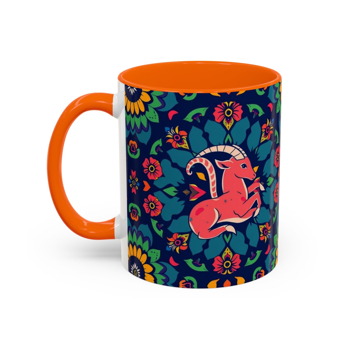 Accent Coffee Mug, Capricorn, Zodiac, Flower Pattern, (11, 15oz)