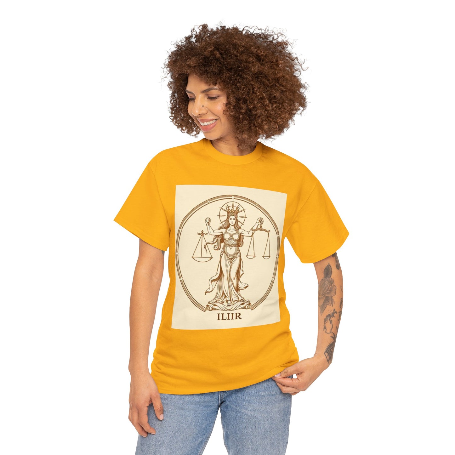Unisex Heavy Cotton T-Shirt, Libra Goddess v1, Zodiac Design