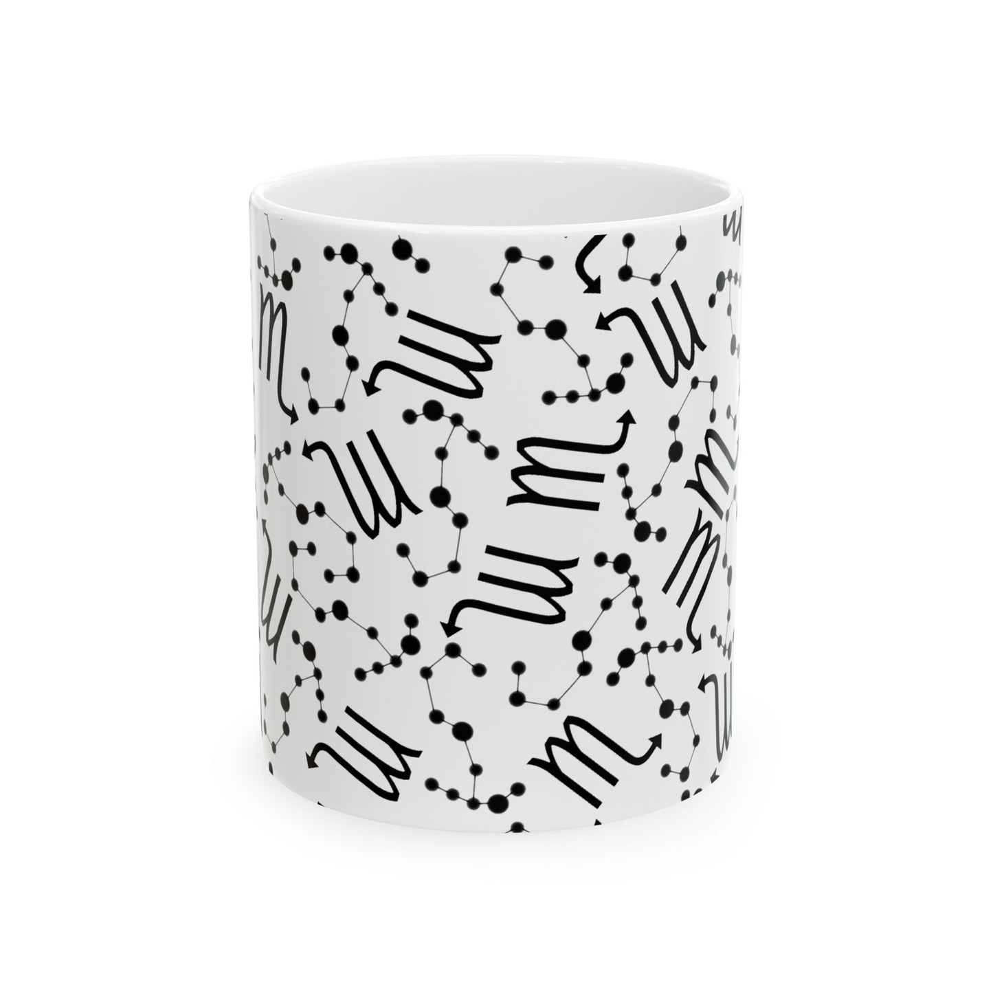 Ceramic Mug, (11oz, 15oz), Ceramic Coffee Mug, AOP, Constellation & Symbol, Scorpio Zodiac Design