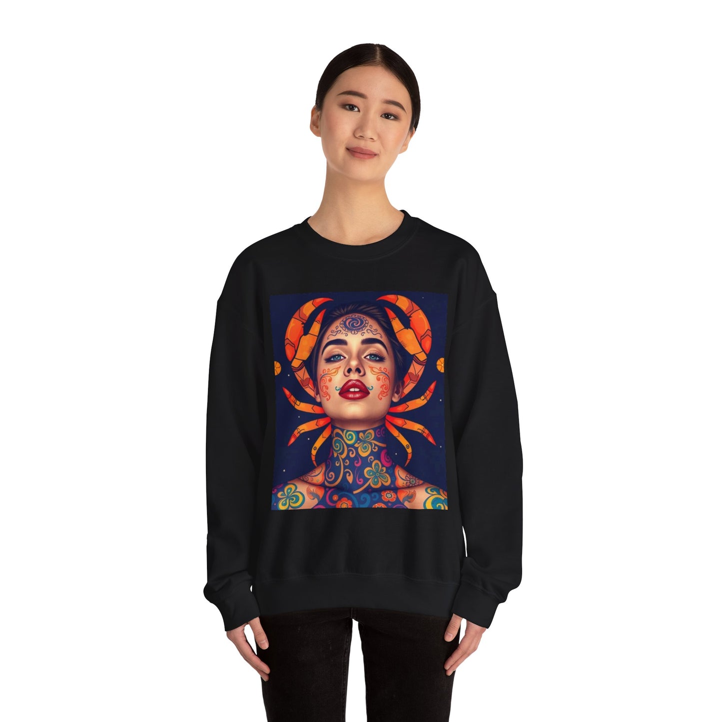 Unisex Heavy Blend™ Crewneck Sweatshirt, Cancer, Zodiac v1, Sexy Pattern