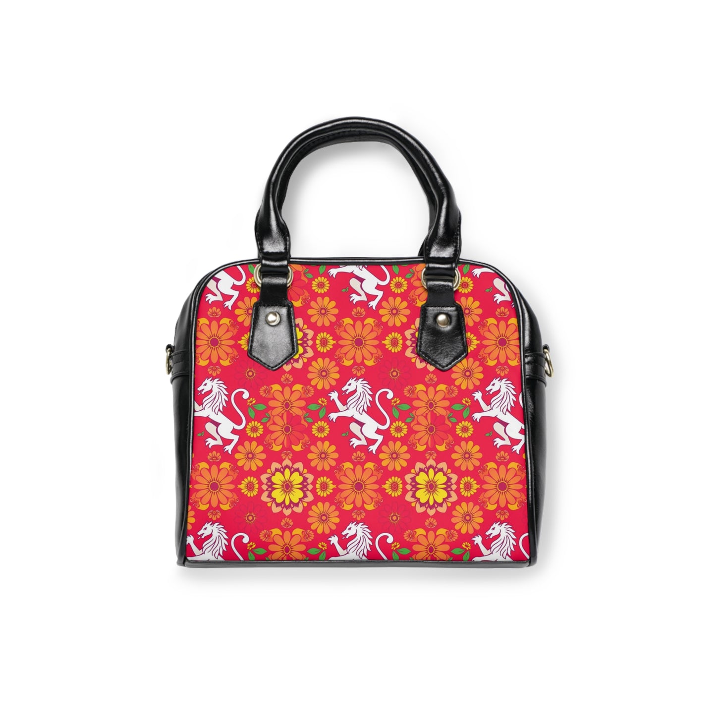 Shoulder Handbag, Leo, Zodiac v2, Flower Pattern