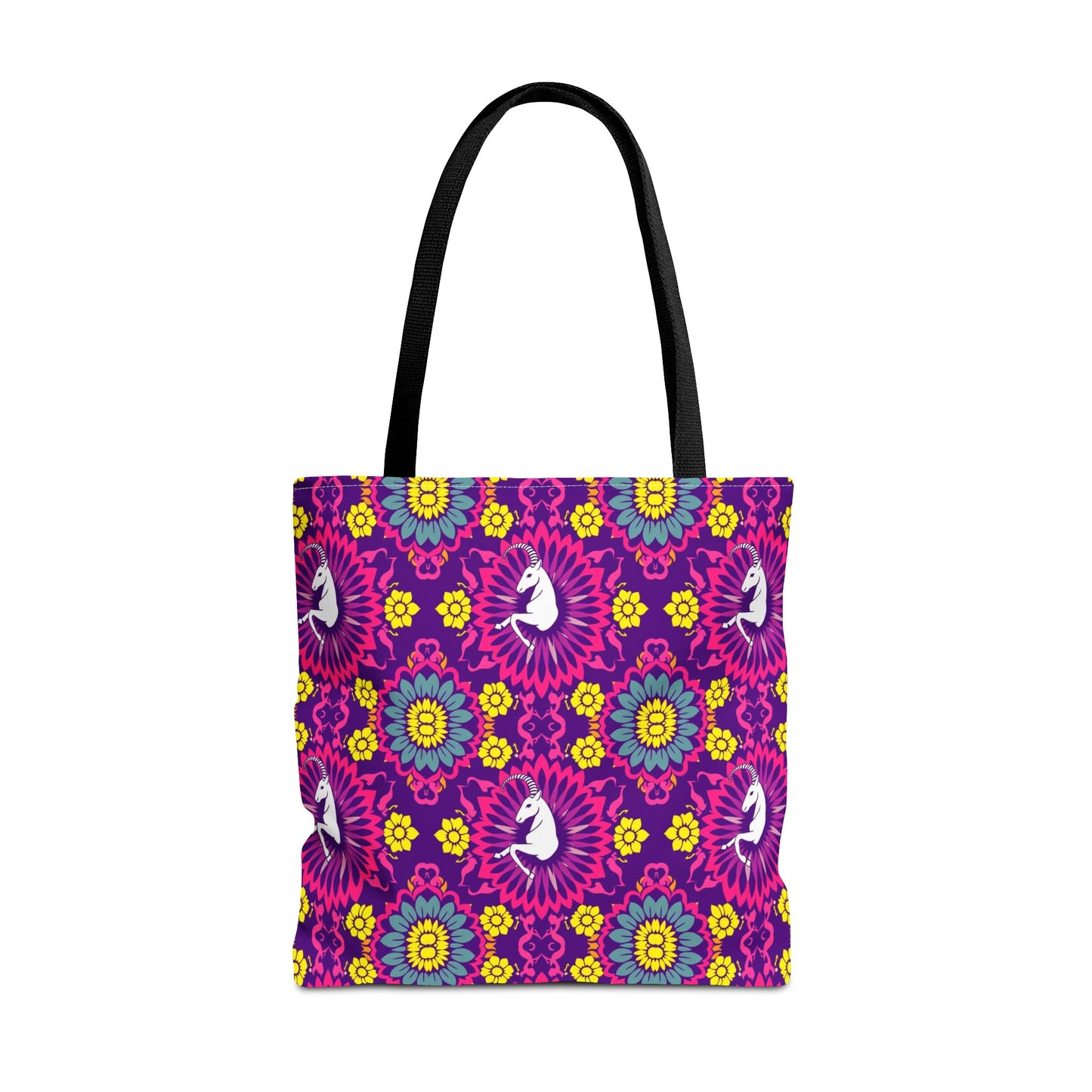 Tote Bag, (AOP), Capricorn, Zodiac v5, Flower Pattern