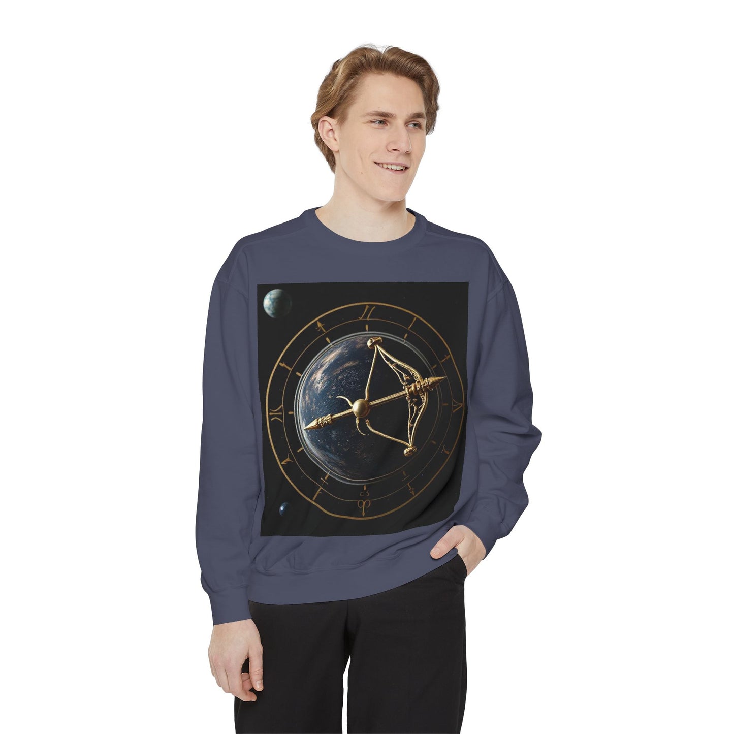 Garment-Dyed Sweatshirt, Unisex, Space Symbol Design v1, Sagittarius