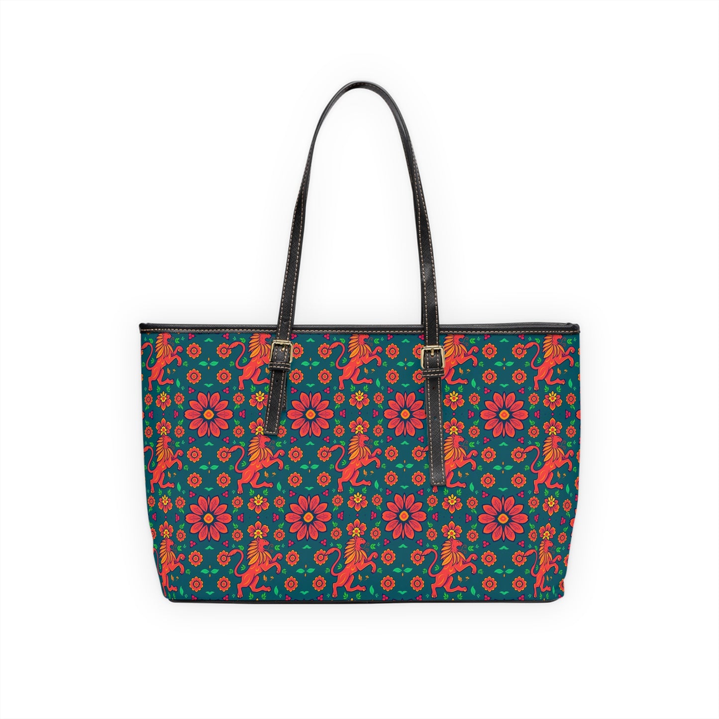 Leather Shoulder Bag, Leo, Zodiac v1, Flower Pattern