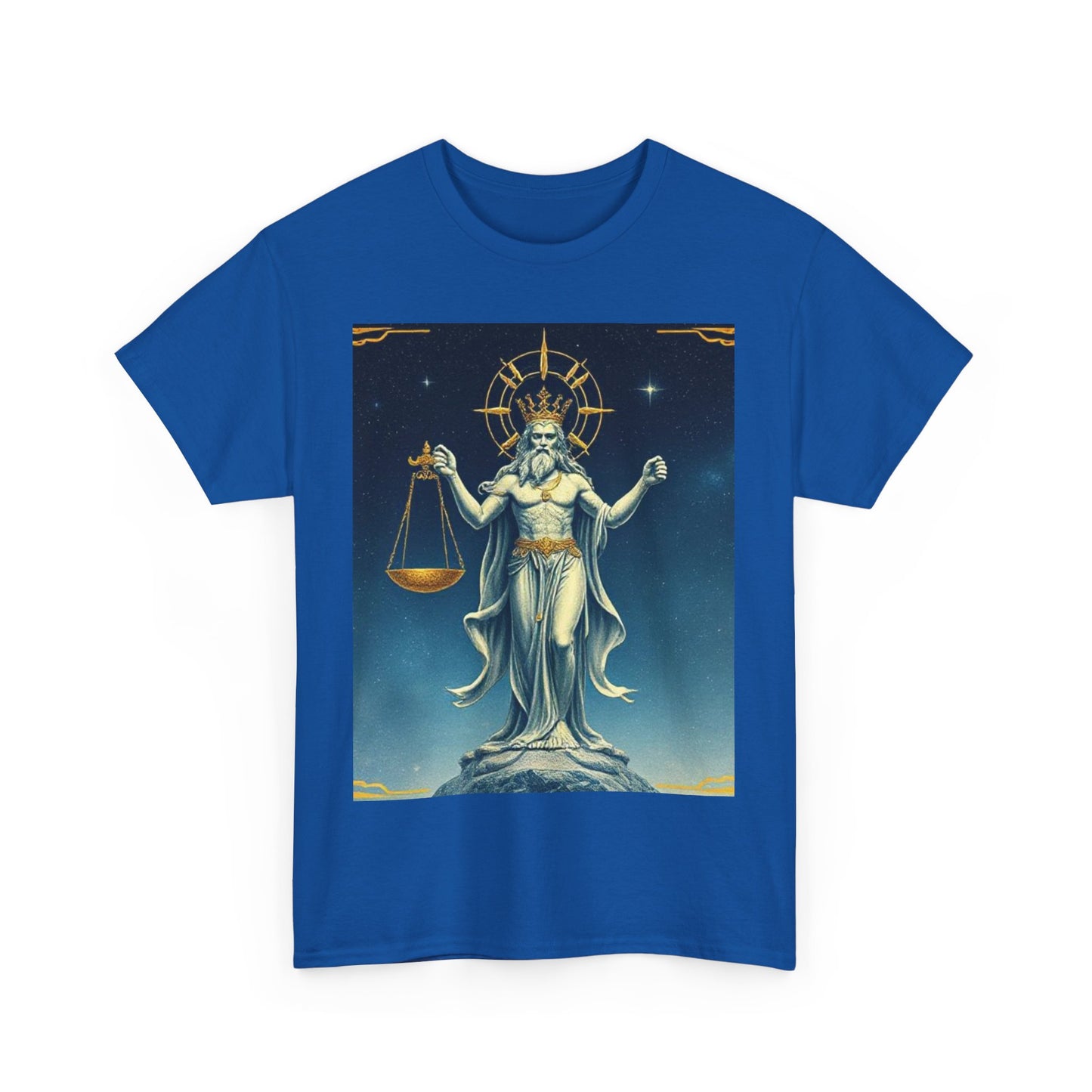 Unisex Heavy Cotton T-Shirt Space v2, Libra God, Zodiac Design