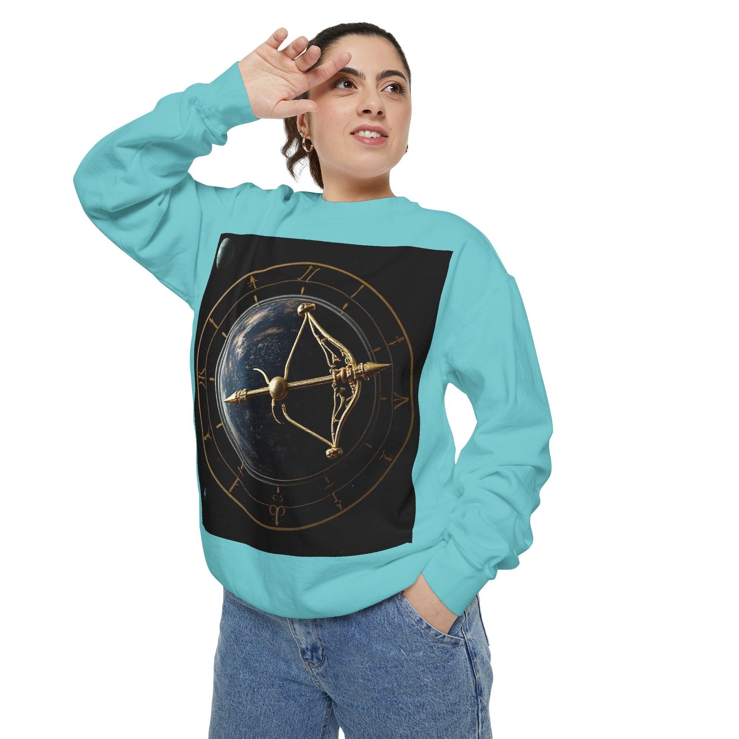 Garment-Dyed Sweatshirt, Unisex, Space Symbol Design v1, Sagittarius