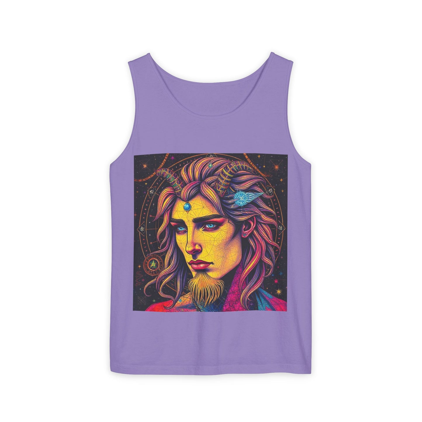 Unisex Garment-Dyed, Tank Top, Aquarius Design, Pop Art v1, 100% Ringspun US cotton