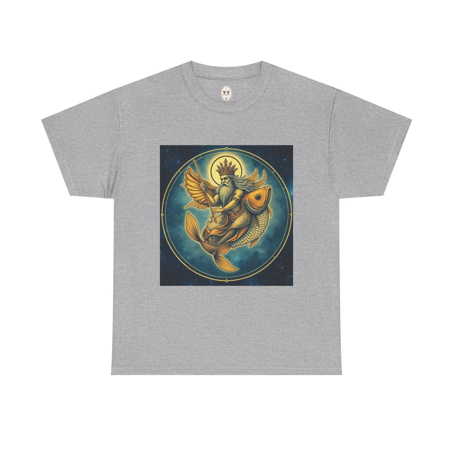 Unisex Heavy Cotton T-Shirt, Pisces King. Zodiac Design