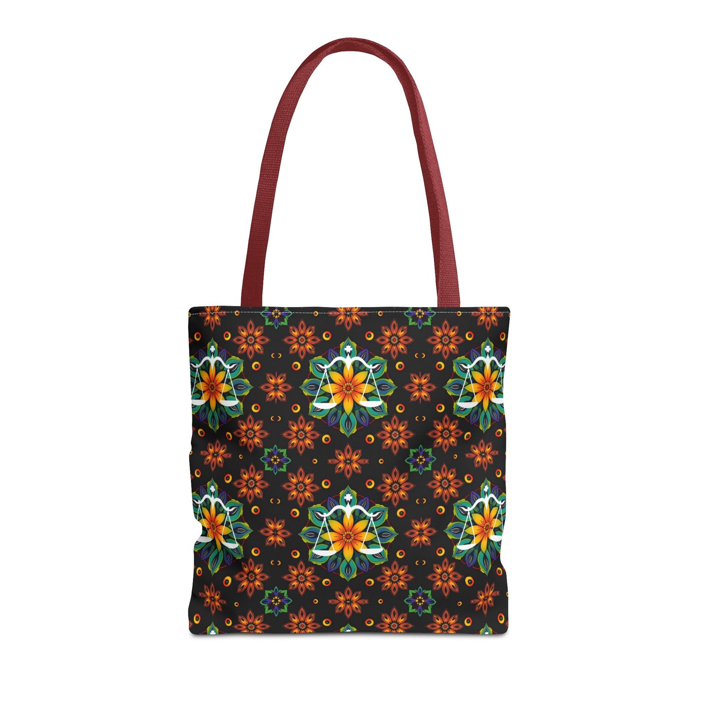 Tote Bag (AOP), Libra, Zodiac v2, Flower Pattern