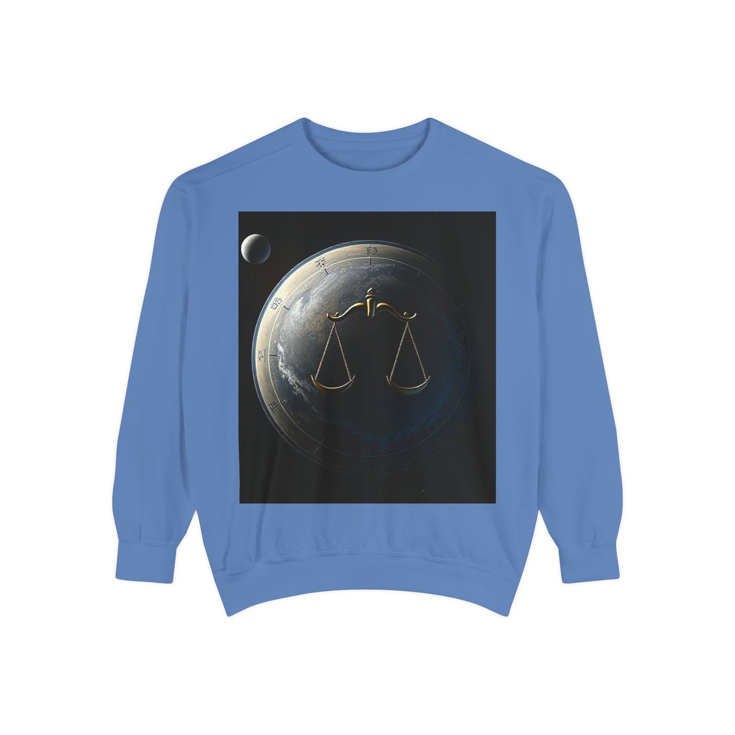 Garment-Dyed Sweatshirt, Unisex, Space Animal Design, Libra