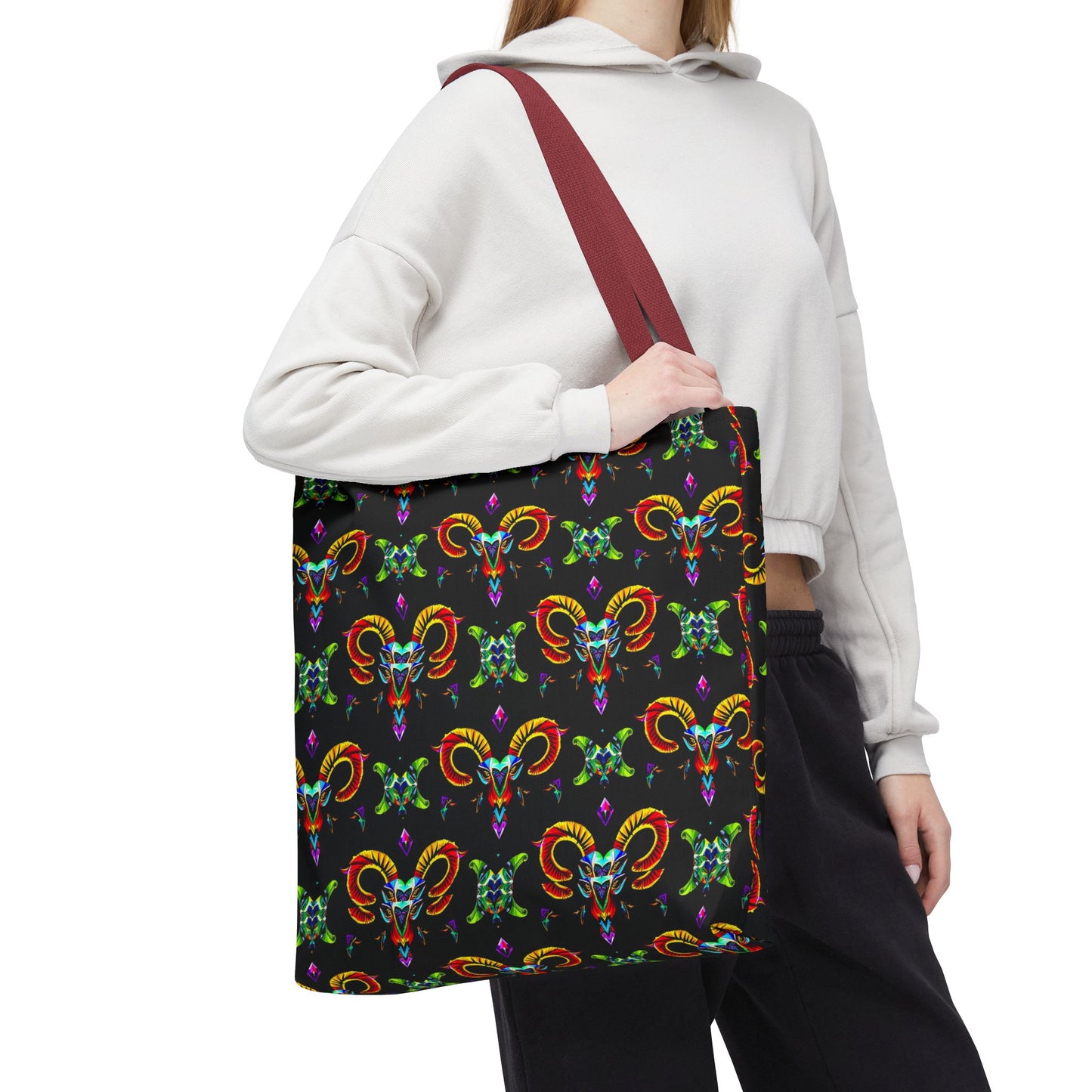 Tote Bag (AOP), Aries, Zodiac, Jewel Pattern