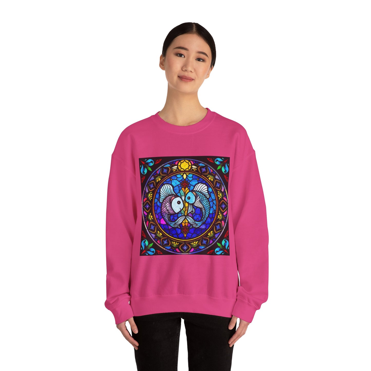 Unisex Heavy Blend™ Crewneck Sweatshirt, Glass, Pisces Zodiac Design