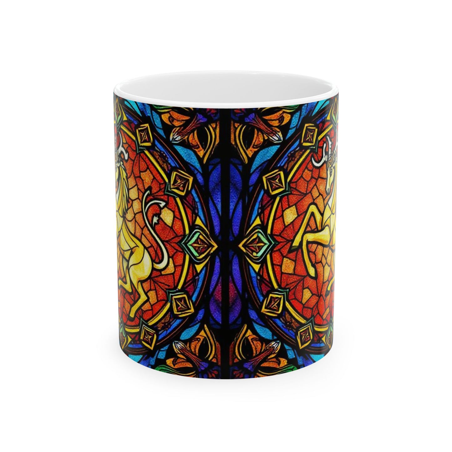 Ceramic Mug, (11oz, 15oz), Ceramic Coffee Mug, AOP, Glass Design, Capricorn Zodiac