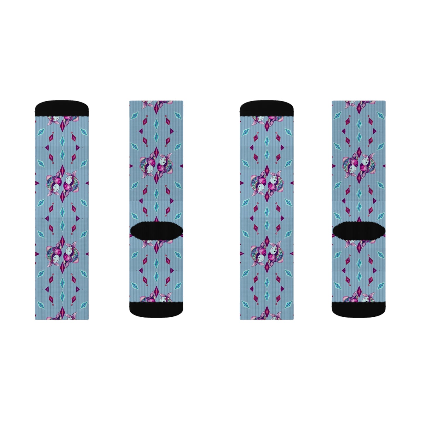 Sublimation Socks, Pisces, Zodiac v3, Jewel Pattern