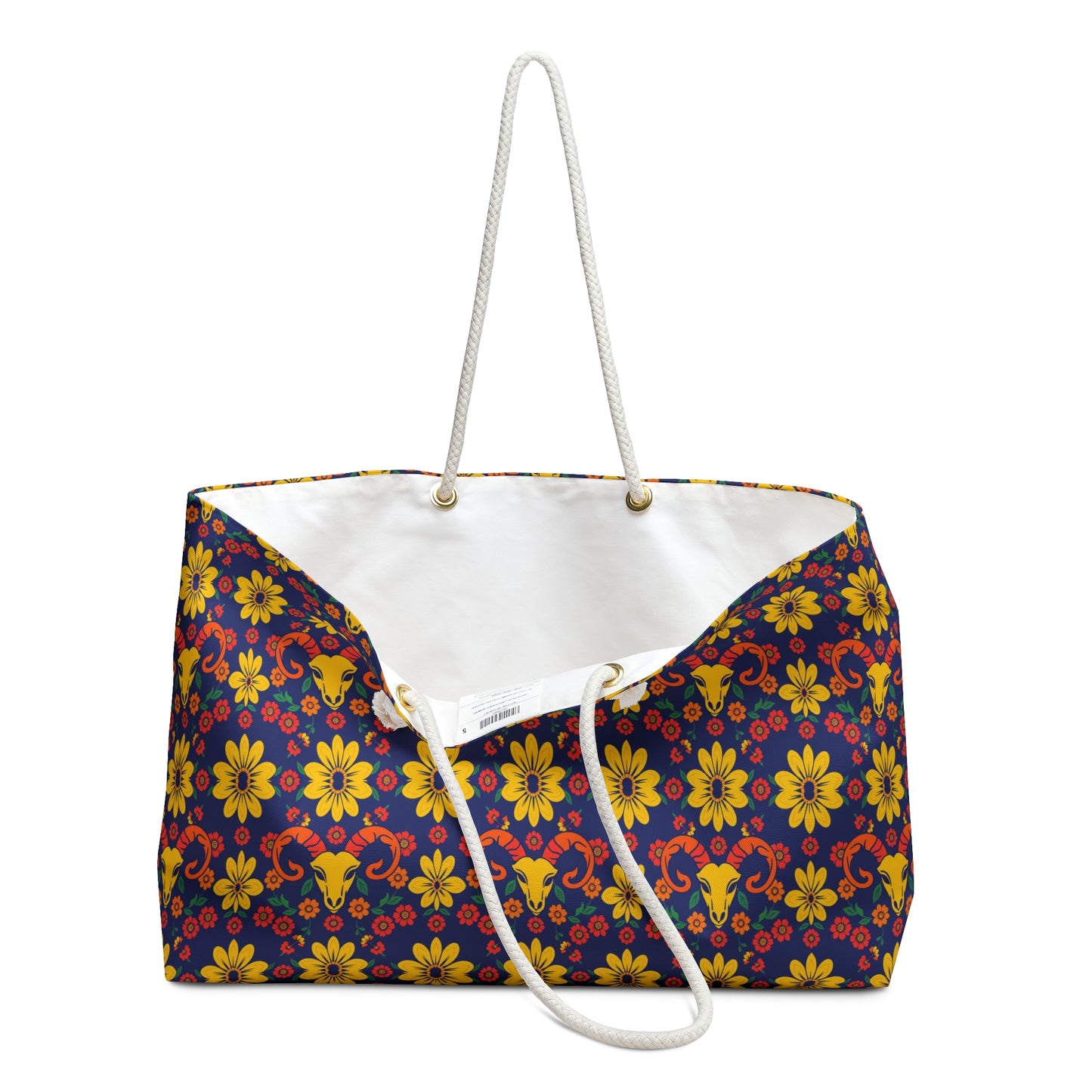Weekender Bag, Aries, Zodiac v1, Flower Pattern