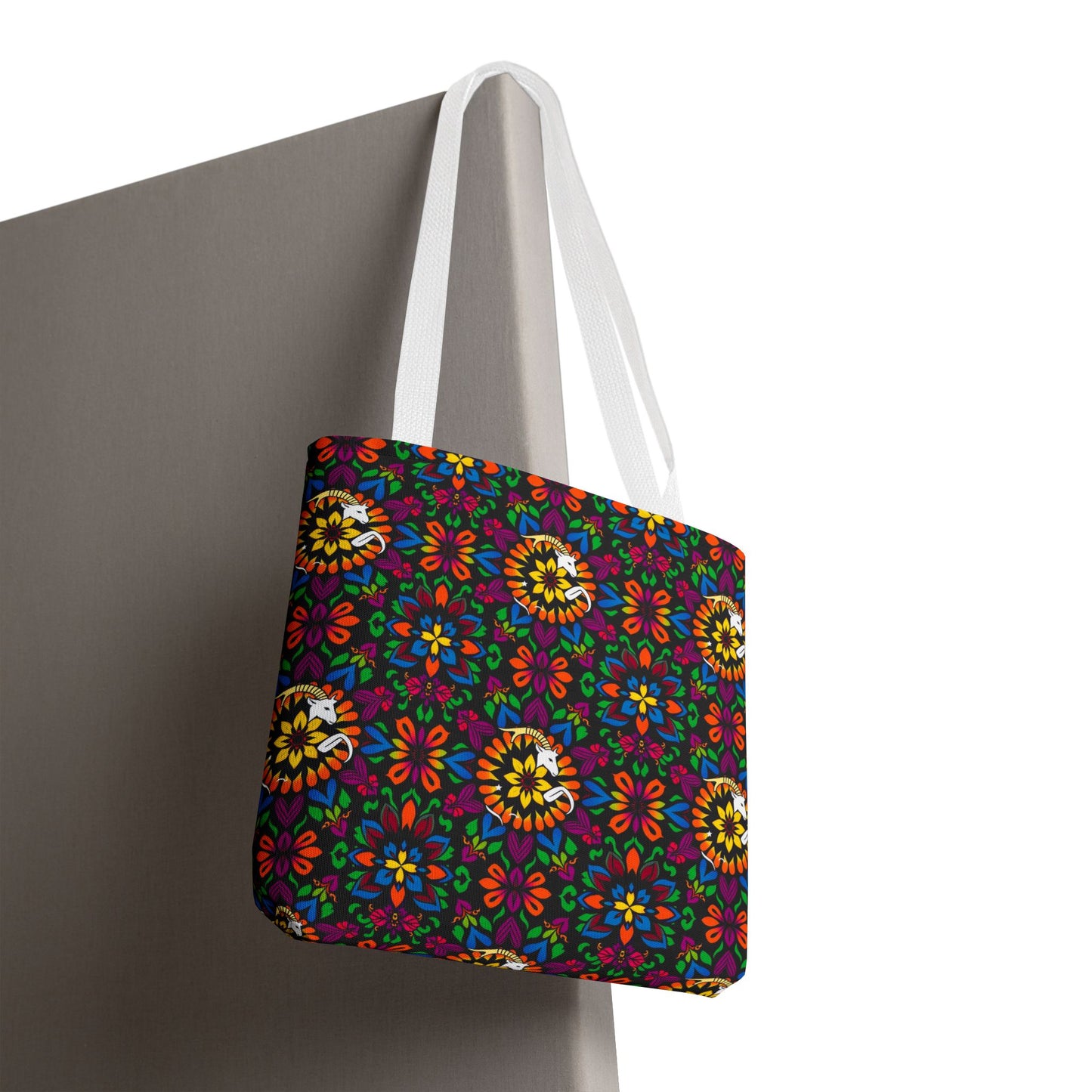 Tote Bag, (AOP), Capricorn, Zodiac v3, Flower Pattern
