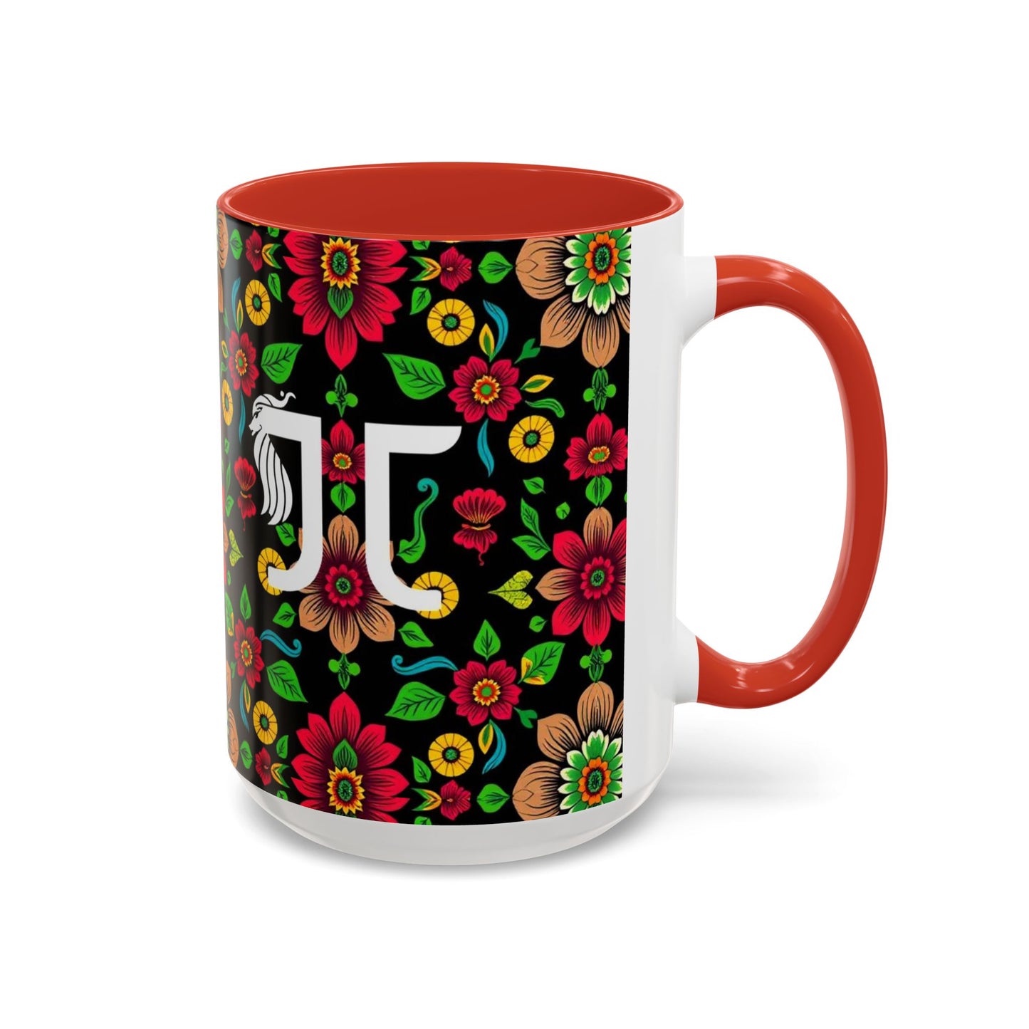 Accent Coffee Mug, Gemini, Zodiac v4, Flower Pattern, (11, 15oz)
