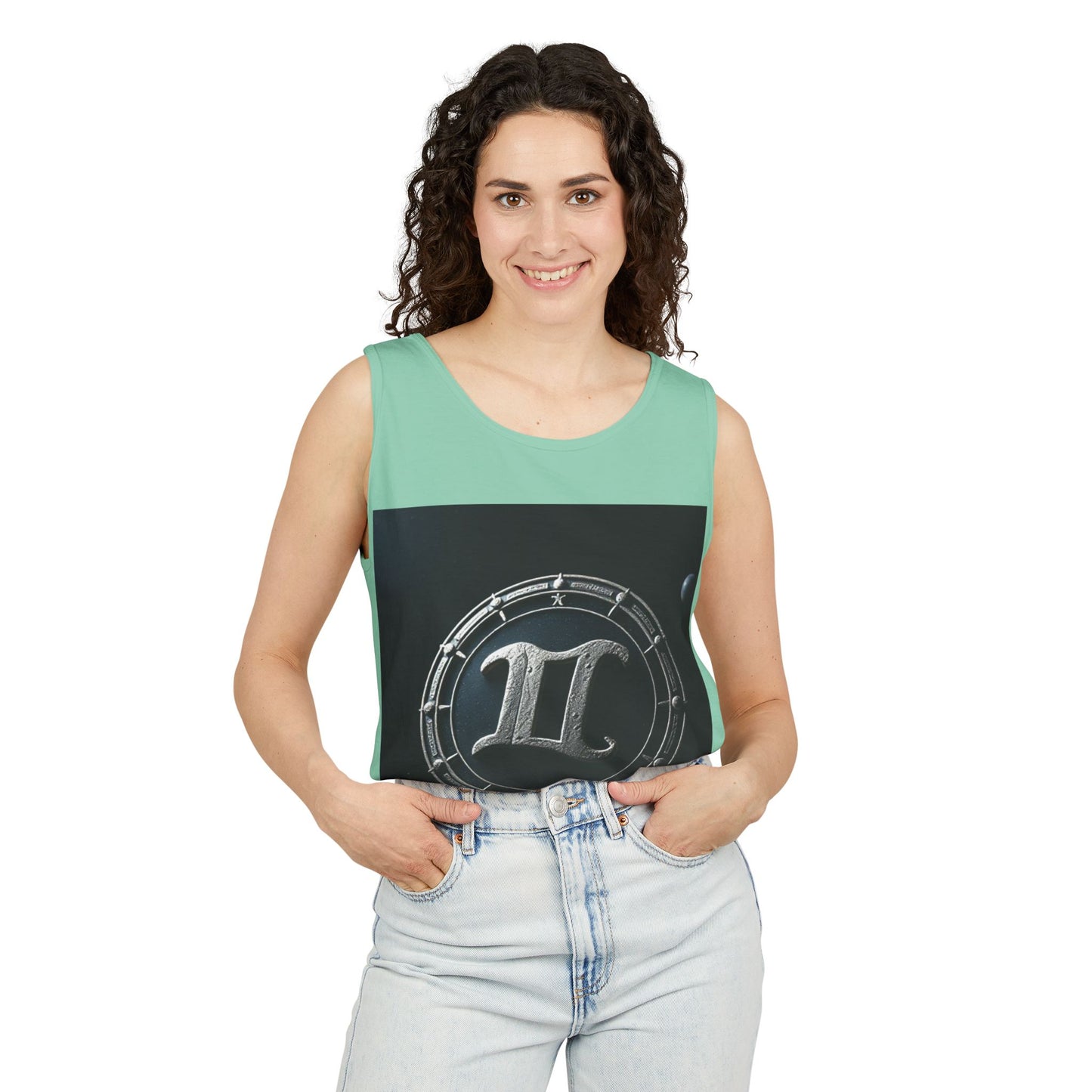 Unisex Garment-Dyed, Tank Top, Gemini Design, Space Symbol v1, 100% US cotton