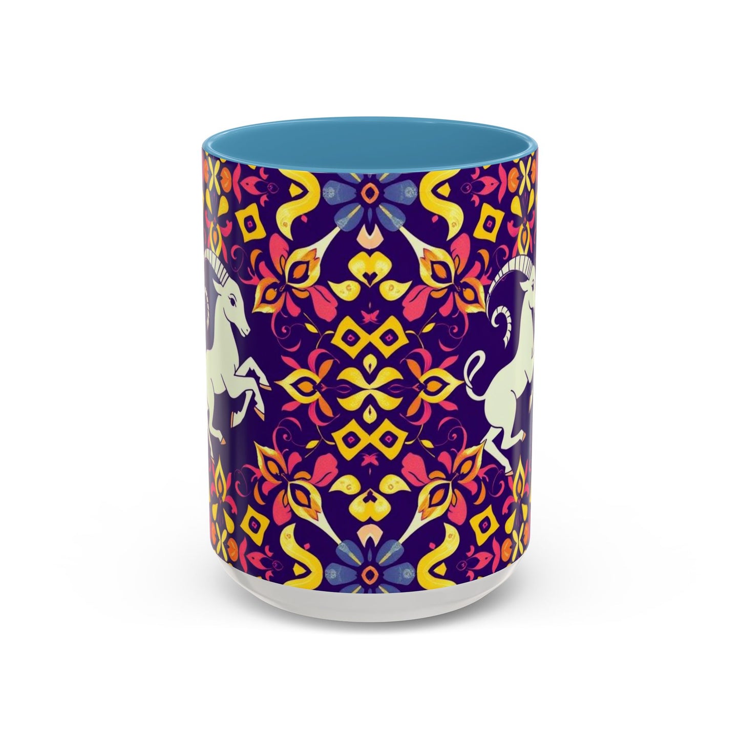 Accent Coffee Mug, Capricorn, Zodiac v1, Flower Pattern, (11, 15oz)