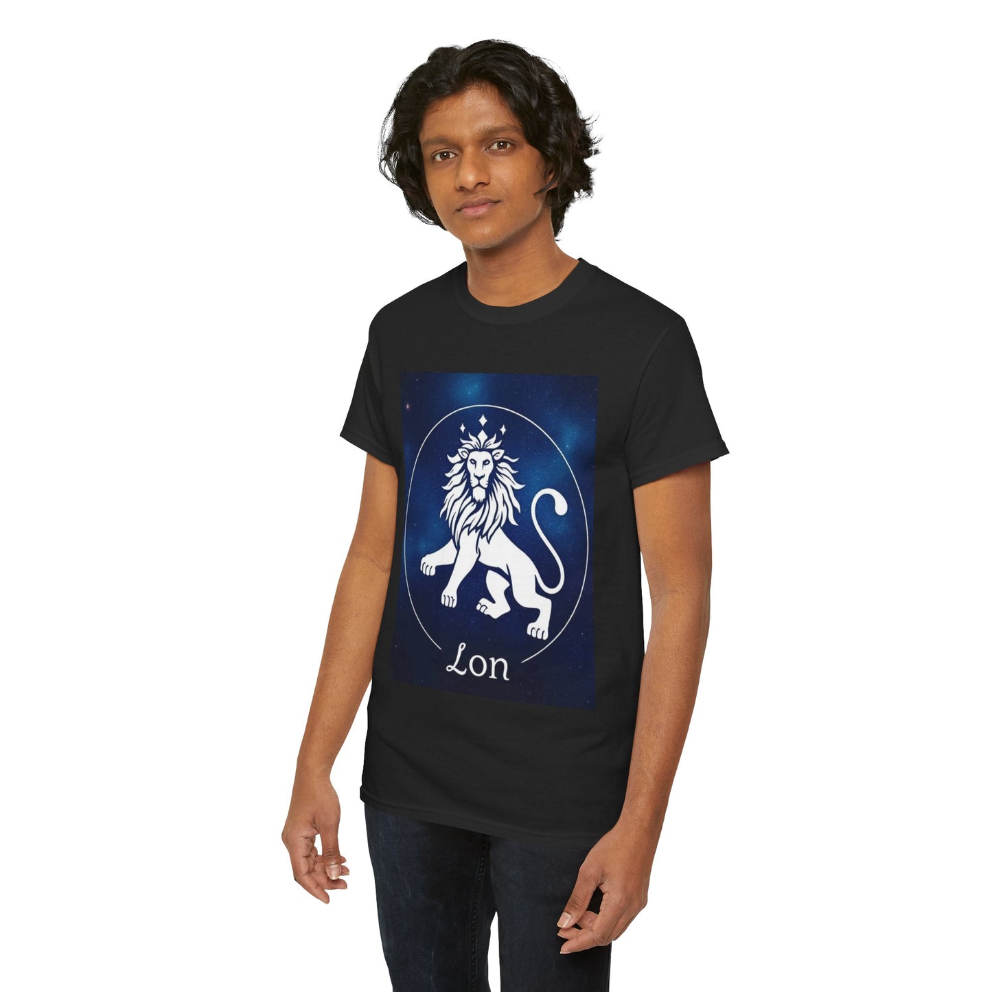 Unisex Heavy Cotton T-Shirt, Space Lion v1, Leo Zodiac Design