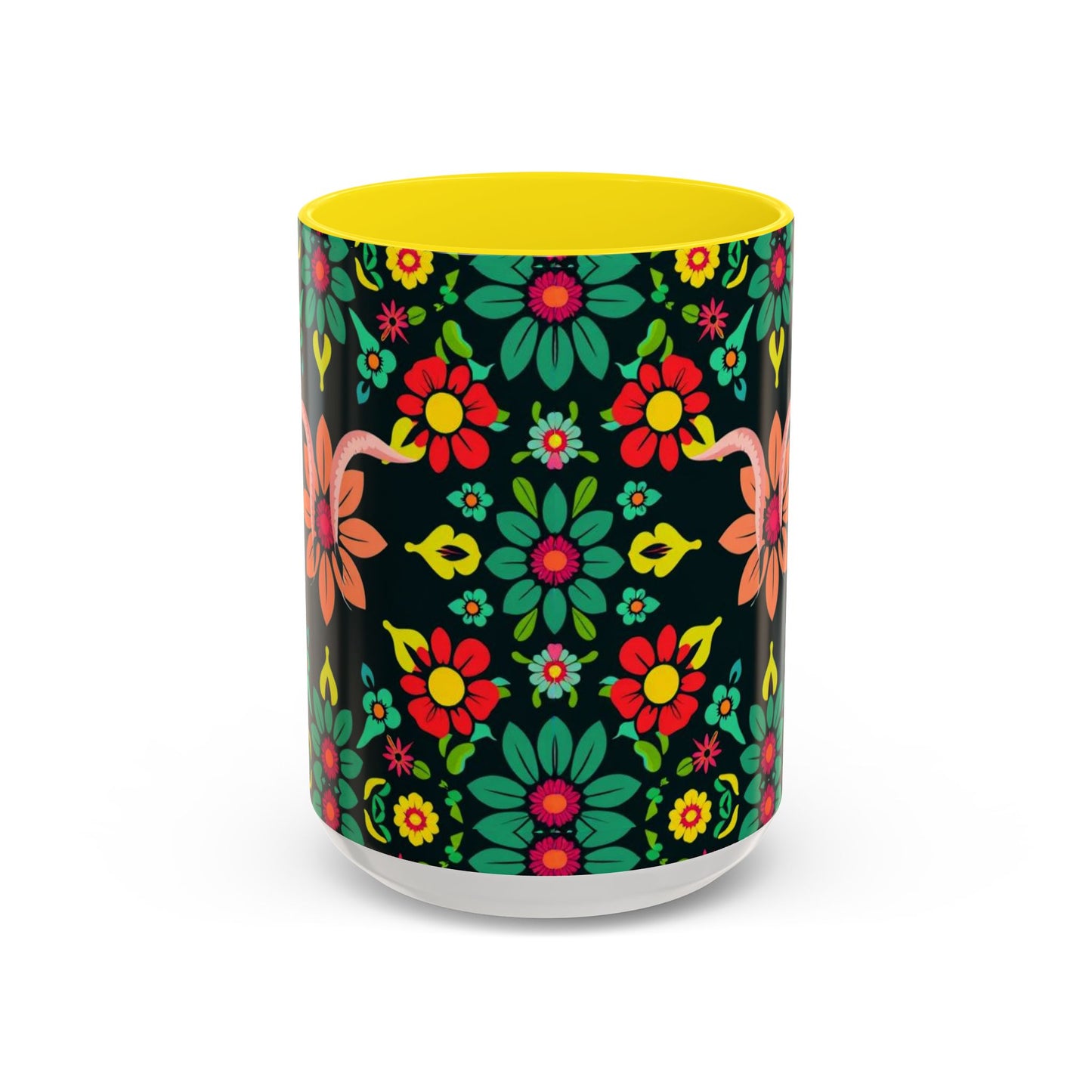 Accent Coffee Mug, Aquarius, Zodiac v4, Flower Pattern, (11, 15oz)