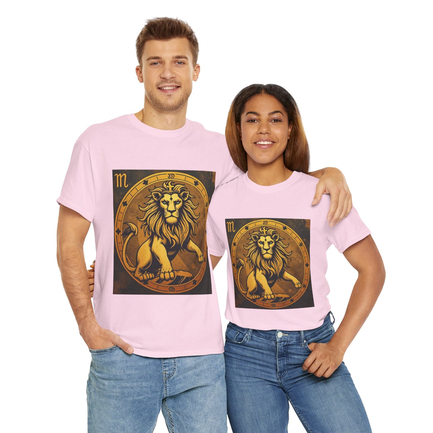 Unisex Heavy Cotton T-Shirt, Gold Lion, Leo Zodiac Design