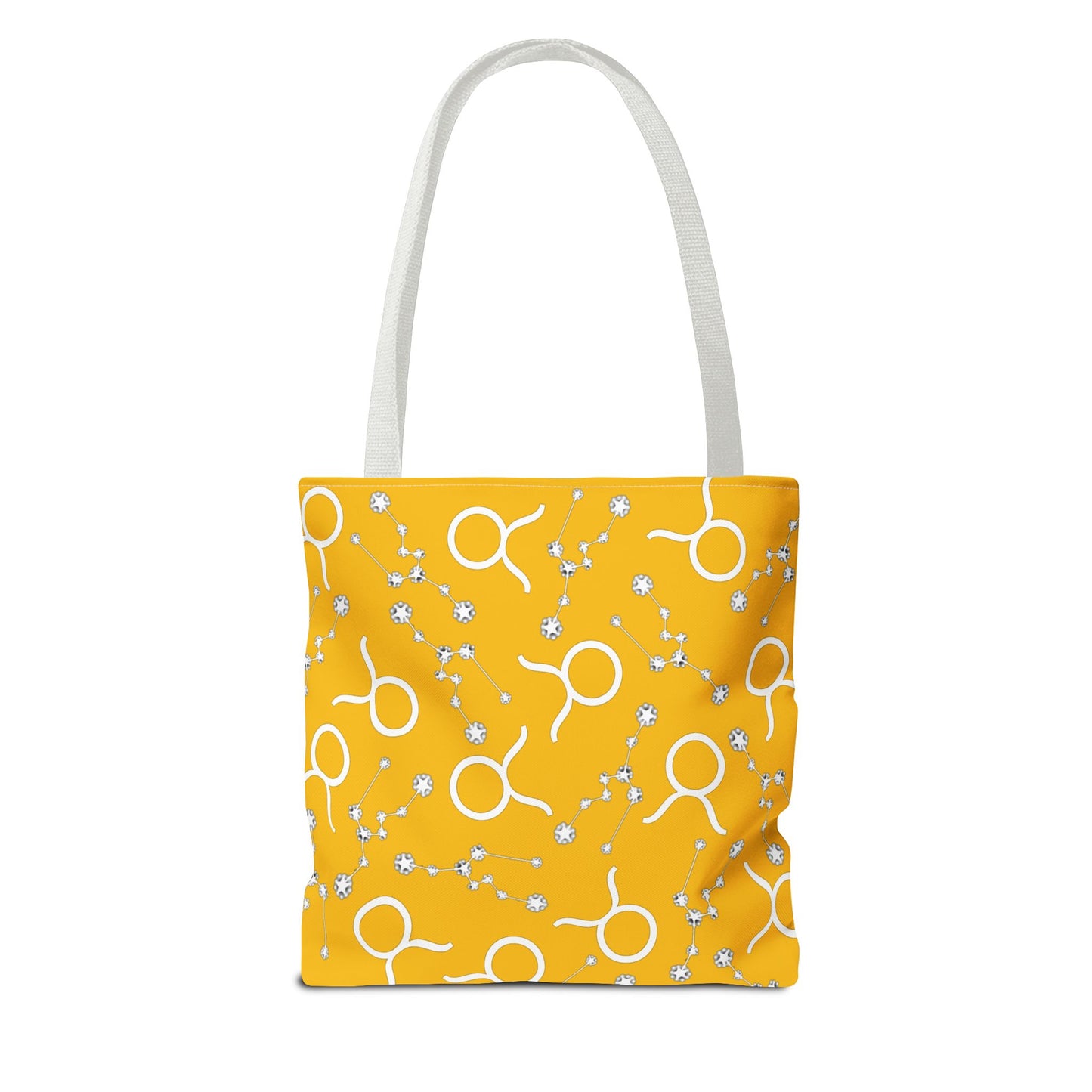 Tote Bag, Taurus Zodiac Sign, AOP, (Yellow, White)
