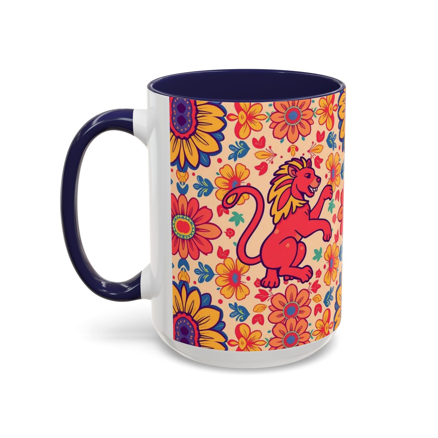 Accent Coffee Mug, Leo, Zodiac, Flower Pattern, (11, 15oz)