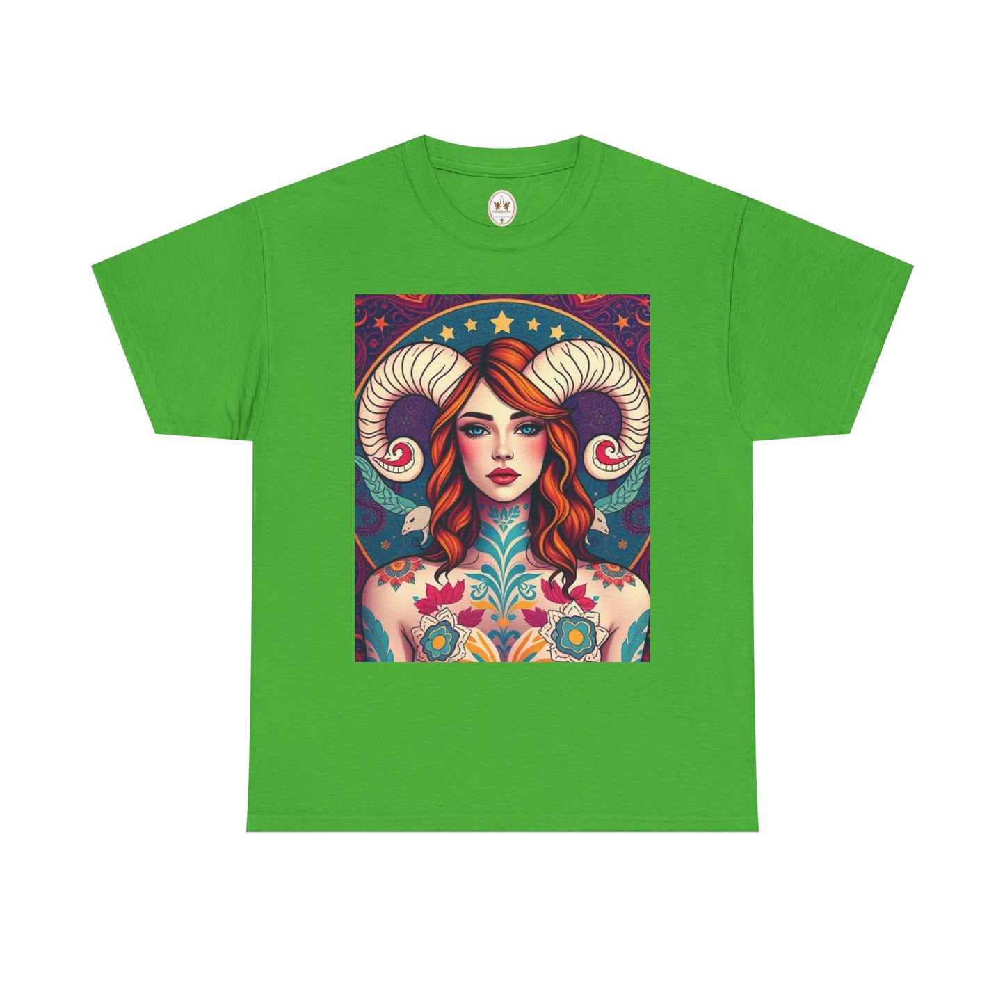 Unisex Heavy Cotton T-Shirt, Aries, Zodiac v1, Sexy Art