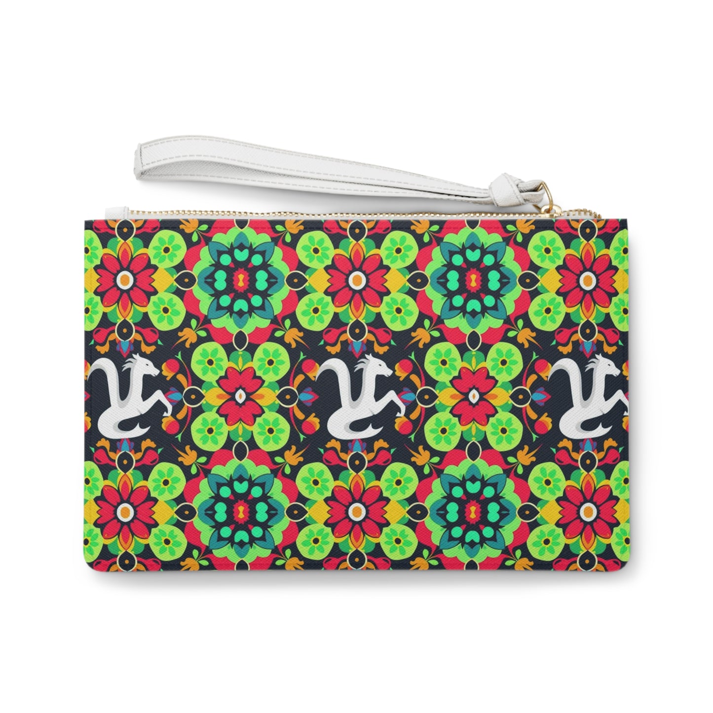 Clutch Bag, Aquarius, Zodiac v3, Flower Pattern