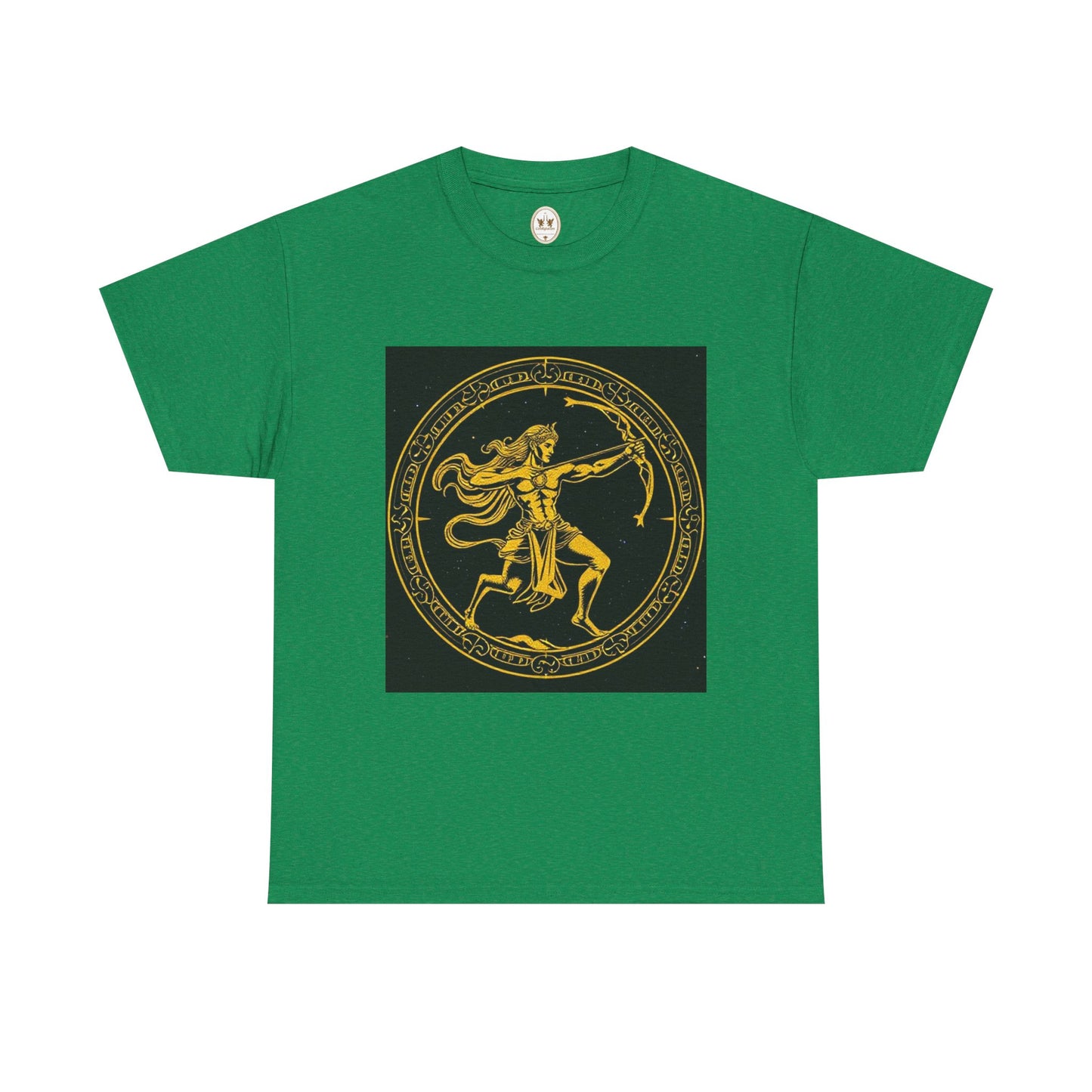 Unisex Heavy Cotton T-Shirt, Mythical Faun/Satyr v1, Sagittarius Zodiac Design