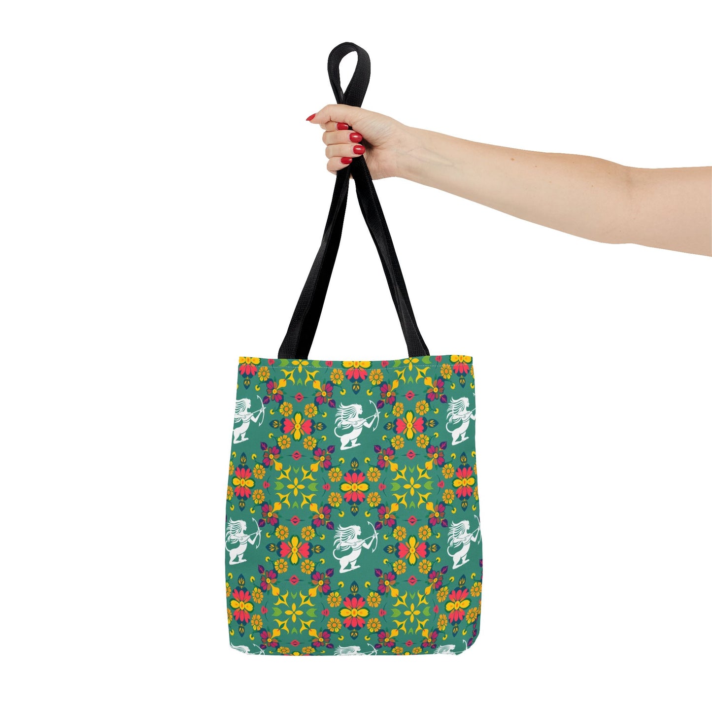 Tote Bag, (AOP), Sagittarius, Zodiac v6, Flower Pattern
