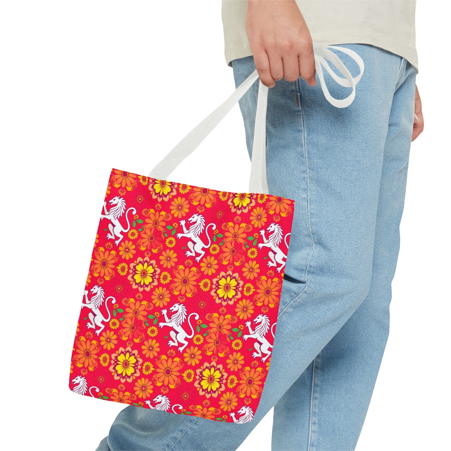 Tote Bag (AOP), Leo, Zodiac, Flower Pattern