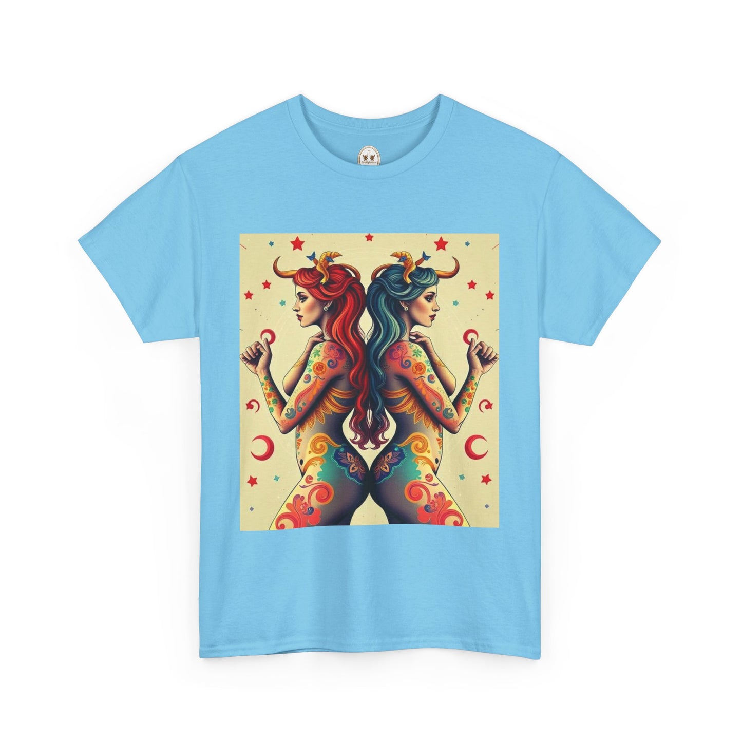 Unisex Heavy Cotton T-Shirt, Gemini, Zodiac v4, Sexy Art