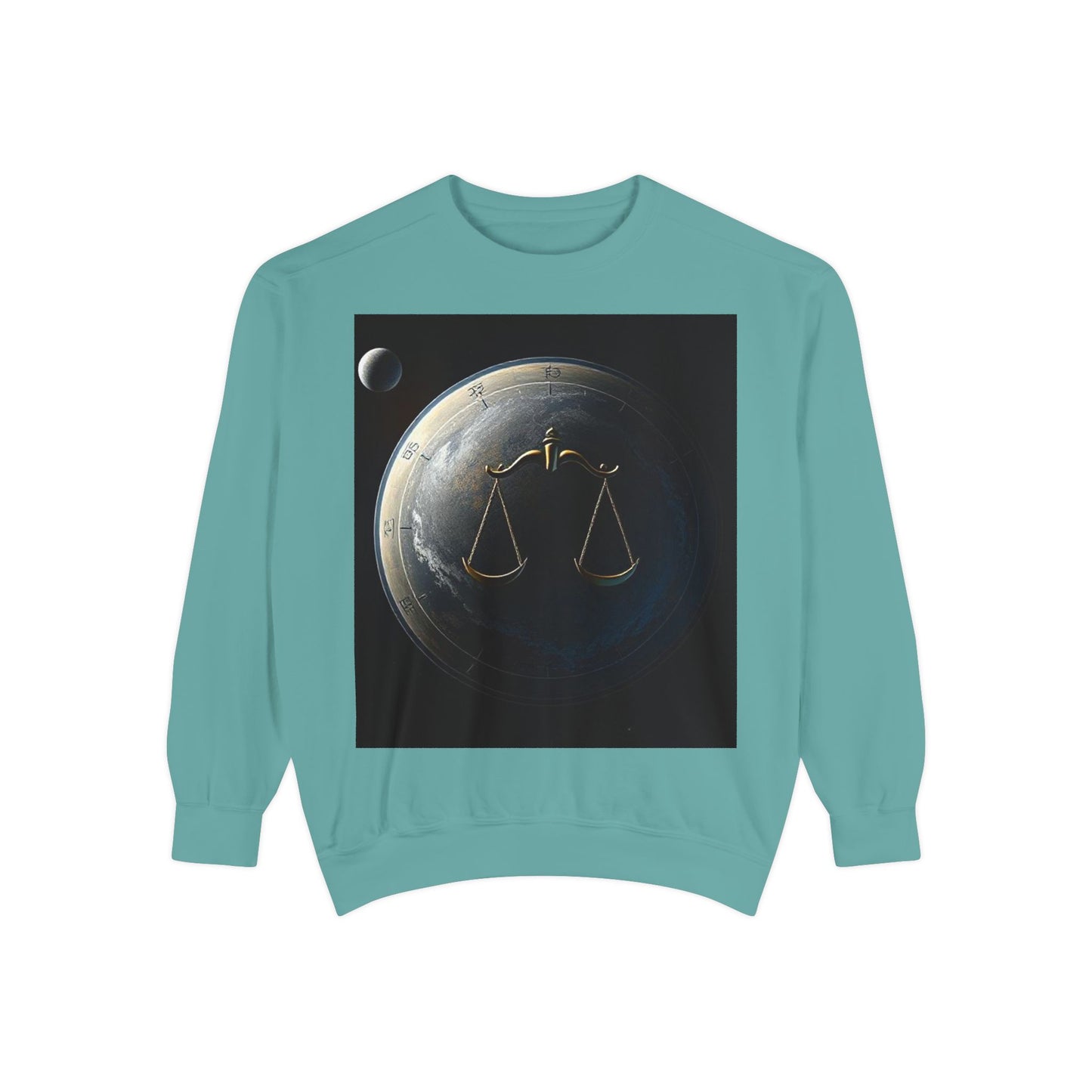 Garment-Dyed Sweatshirt, Unisex, Space Animal Design, Libra