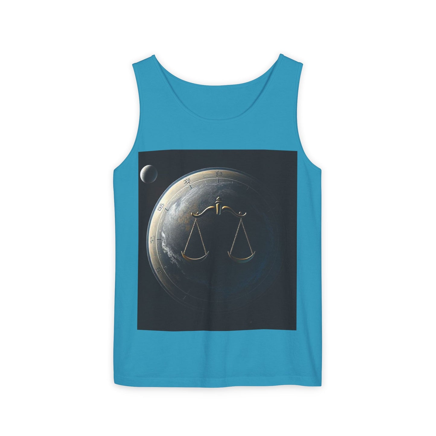 Unisex Garment-Dyed, Tank Top, Libra Design, Space Scale v1, 100% US cotton