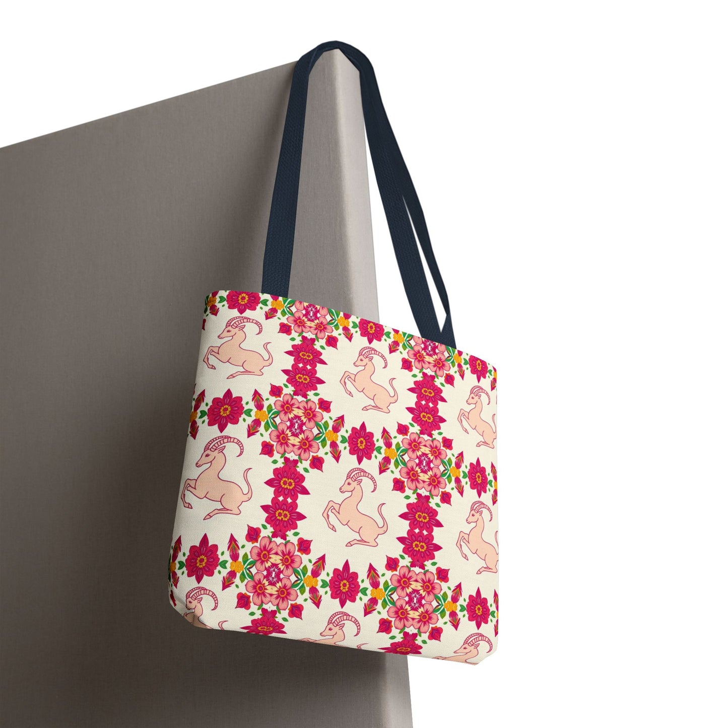 Tote Bag, (AOP), Capricorn, Zodiac v2, Flower Pattern