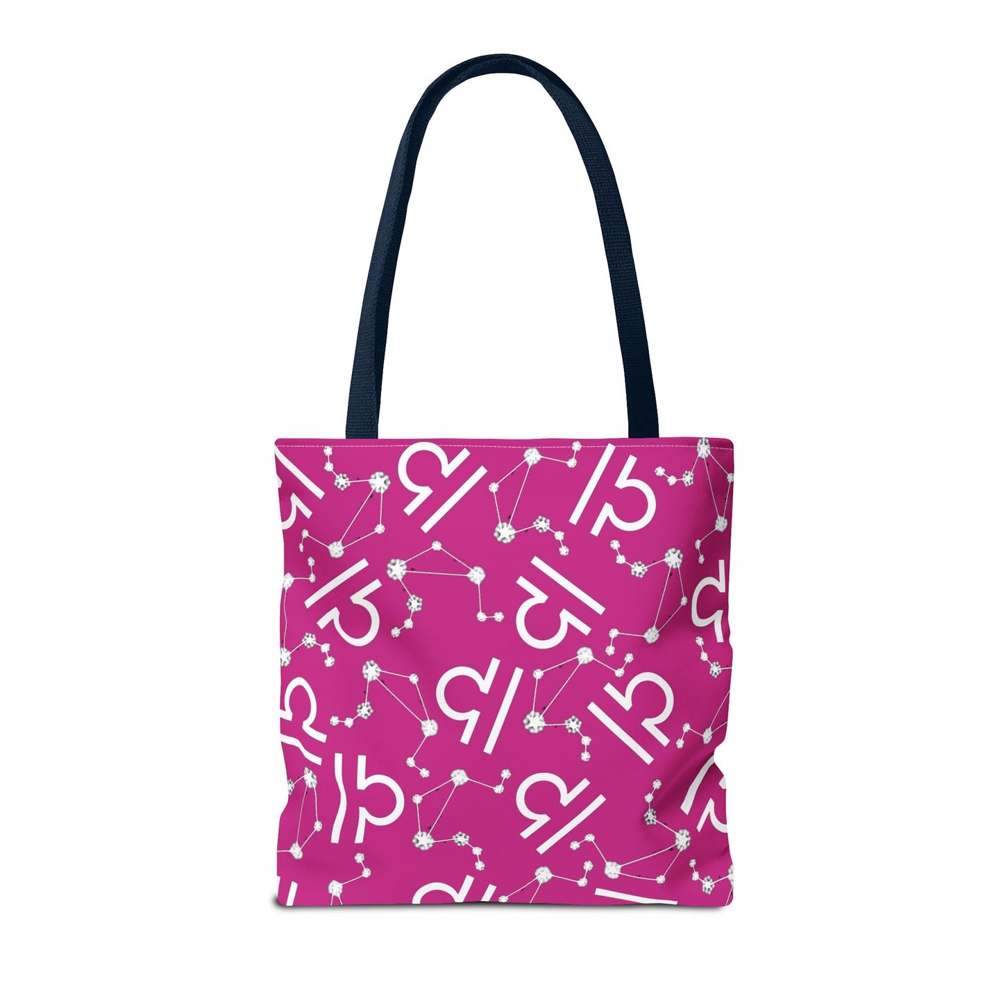 Tote Bag, Libra Zodiac Sign, AOP, (Pink, White)