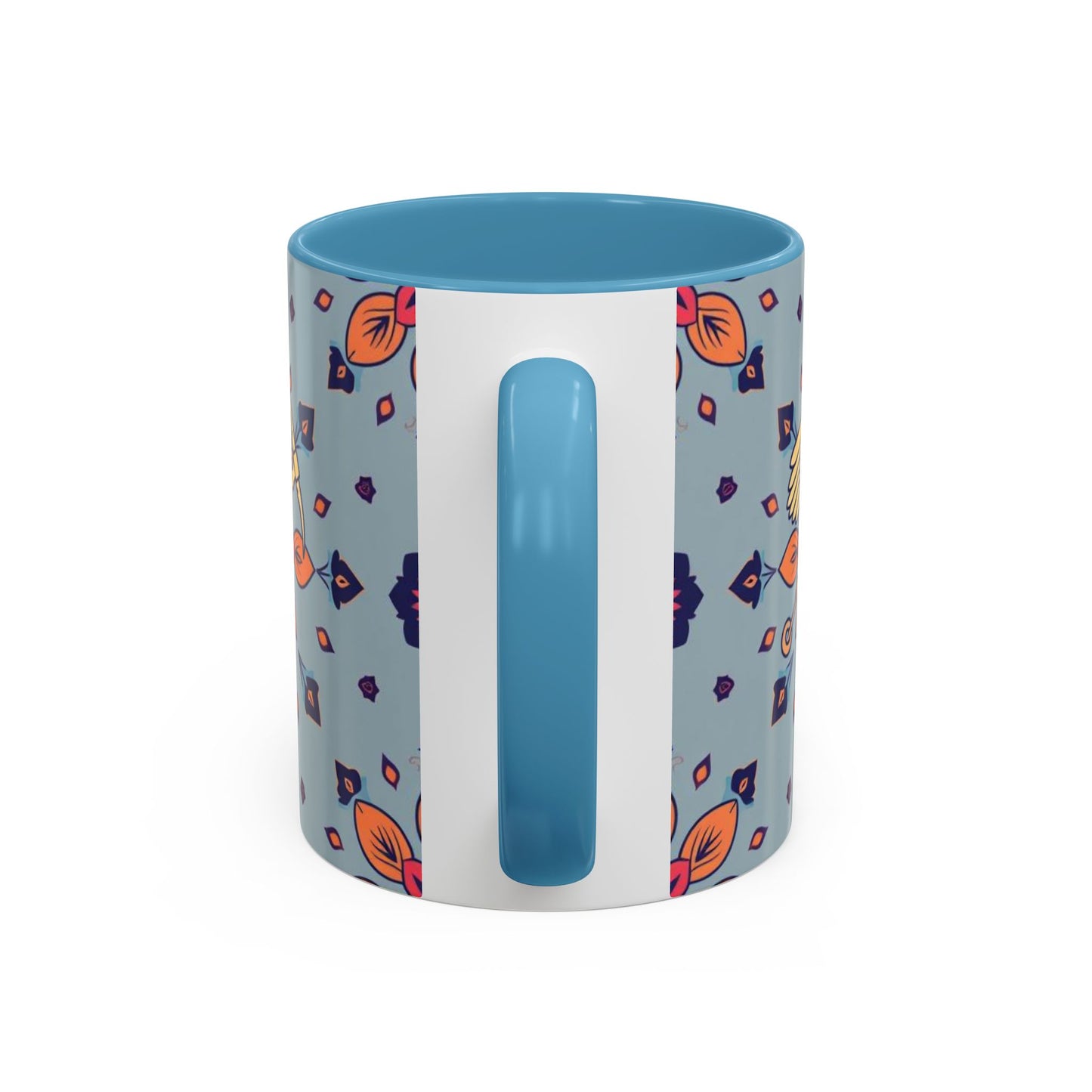 Accent Coffee Mug, Sagittarius, Zodiac v3. Flower Pattern, (11, 15oz)
